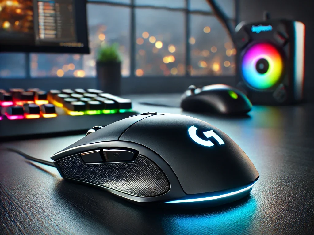 DALL·E 2024 10 29 21.10.27 A high resolution image of the Logitech G Pro X Superlight wireless gaming mouse placed on a modern gaming setup. The mouse should be shown on a sleek edited