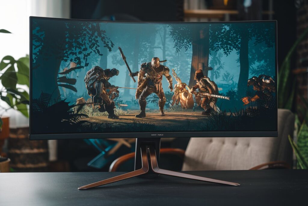 Moniteur Gaming Curvé : Vaut-il la peine pour les jeux ? 2 a photo of a curved gaming monitor with sdDKKhGxSzGIS6dkSlsBmA pLLJe4ZlSxyczPq2Us8mLQ